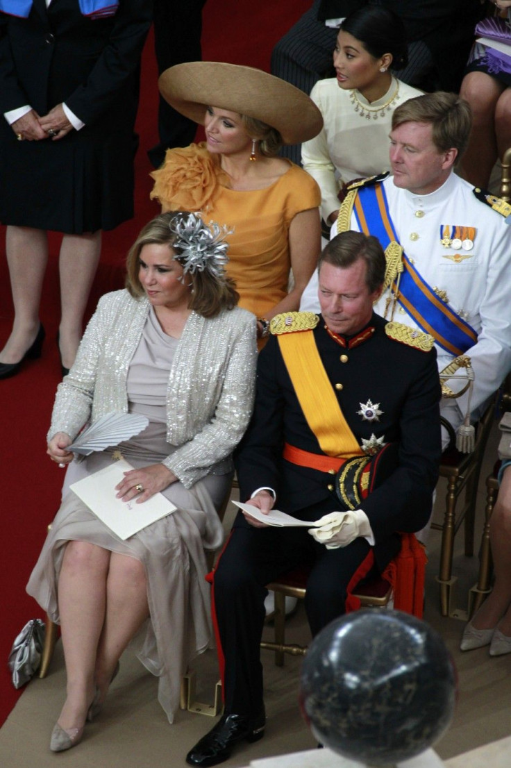  Grand Duchess Maria Teresa of Luxembourg and her husband Grand Duke Henri attend the religious wedding ceremony of Monaco's Prince Albert II and Princess Charlene at the Palace in Monaco
