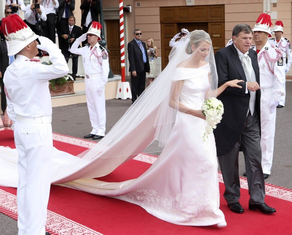 Michael Kenneth Wittstock escorts his daughter Princess Charlene