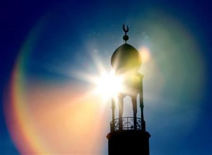 The central Mosque is seen during Friday prayers in Birmingham