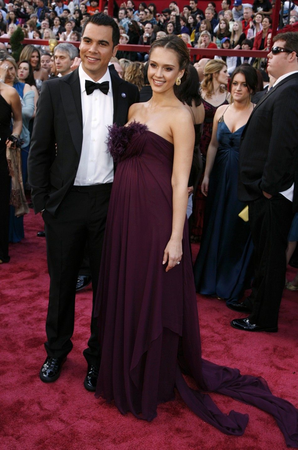 Actress Jessica Alba and her boyfriend Cash Warren arrive at the 80th annual Academy Awards in Hollywood