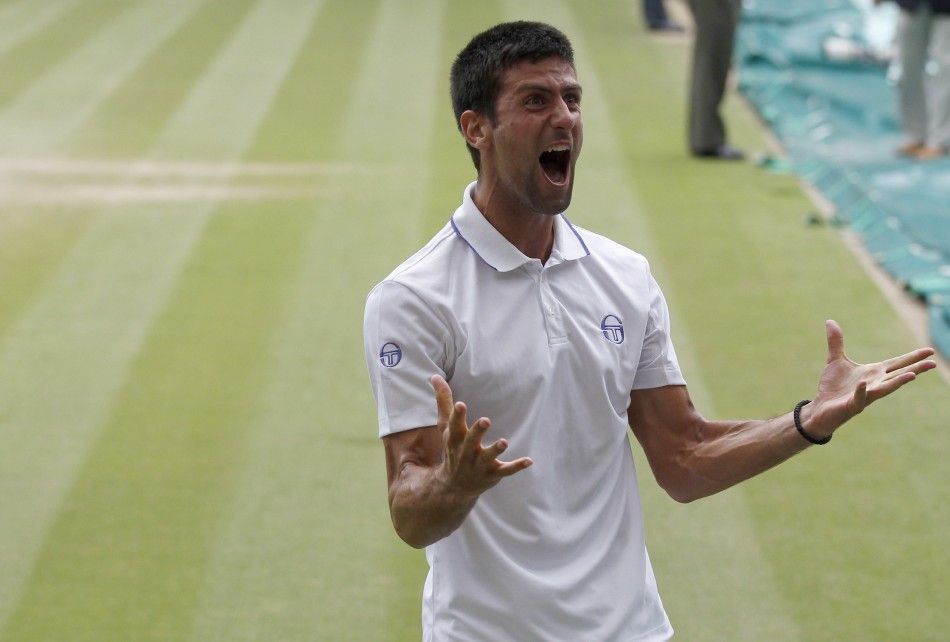 Novak Djokovic of Serbia reacts after defeating Rafael Nadal of Spain in the men039s singles final at the Wimbledon tennis championships in London