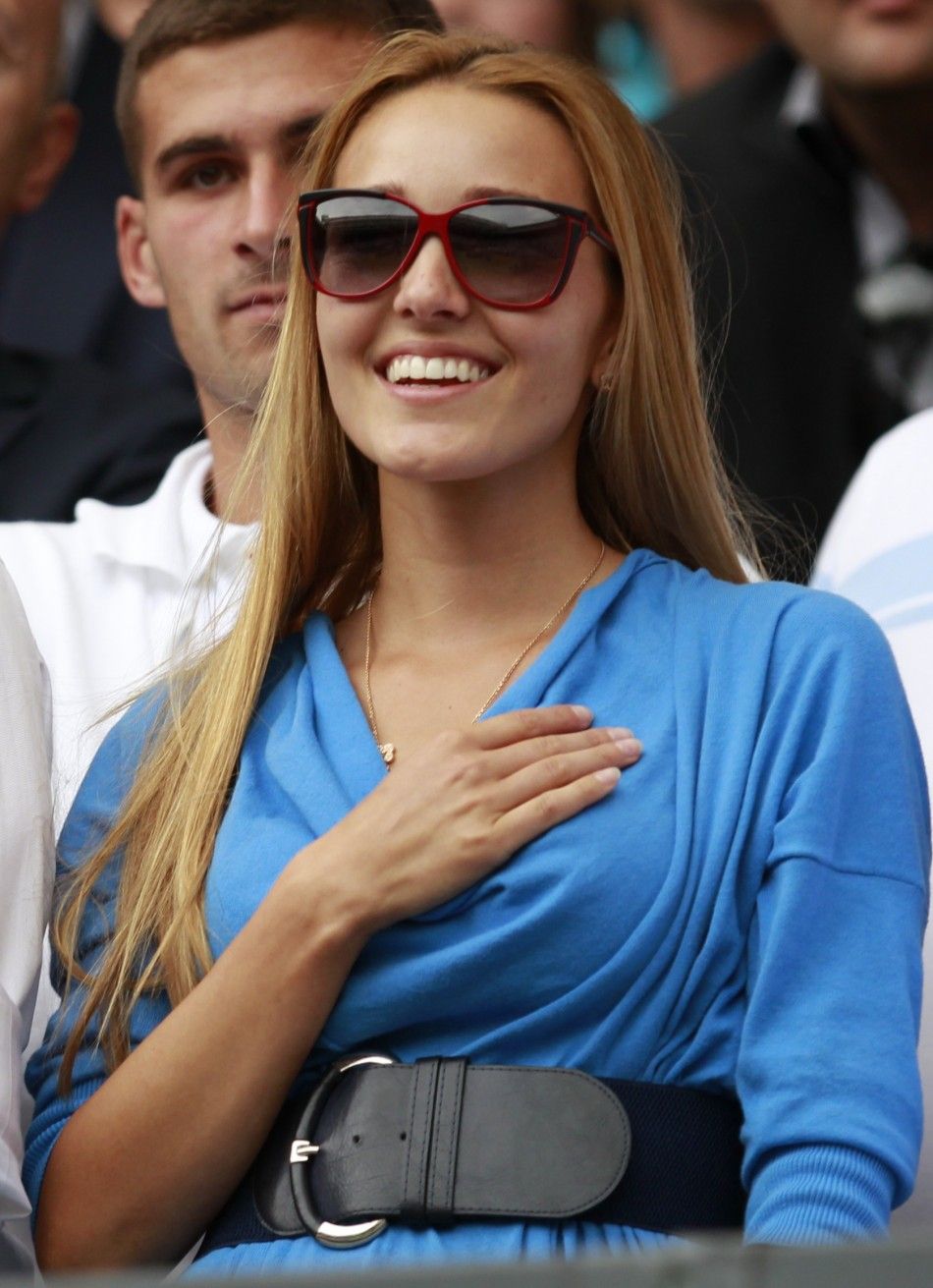 Jelena Ristic, the girlfiend of Novak Djokovic of Serbia, reacts after Djokovic defeated Rafael Nadal of Spain in the men039s singles final match at the Wimbledon tennis championships in London