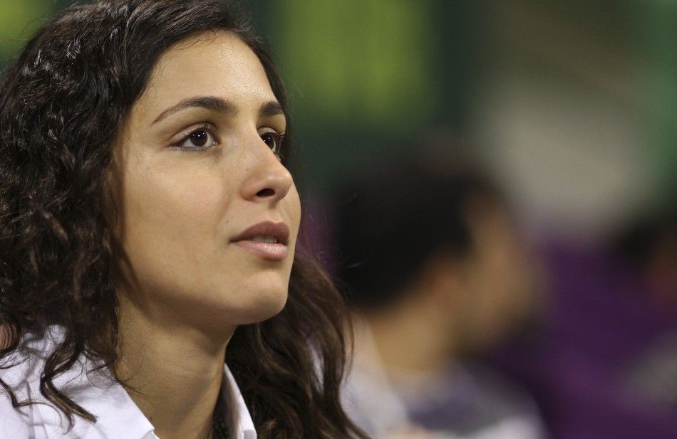 Girlfriend of Nadal, Maria Perello, watches match between Nadal and Davydenko during final match in Doha