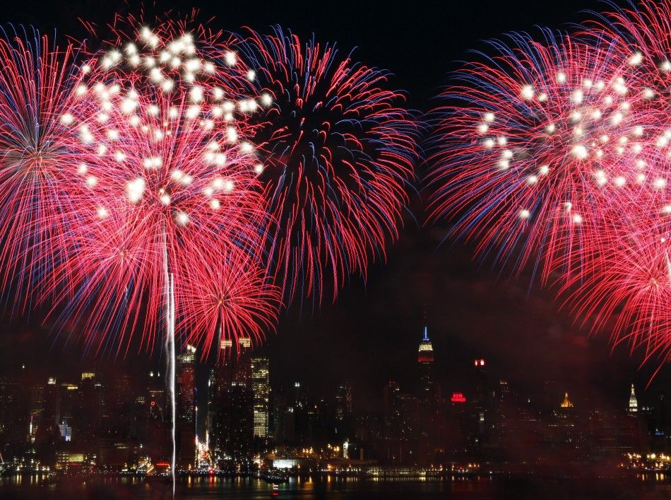 Fireworks explode over the New York City skyline as part of the Independence Day celebration in New York