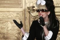  Lady Gaga speaks during a news conference in Taipei 