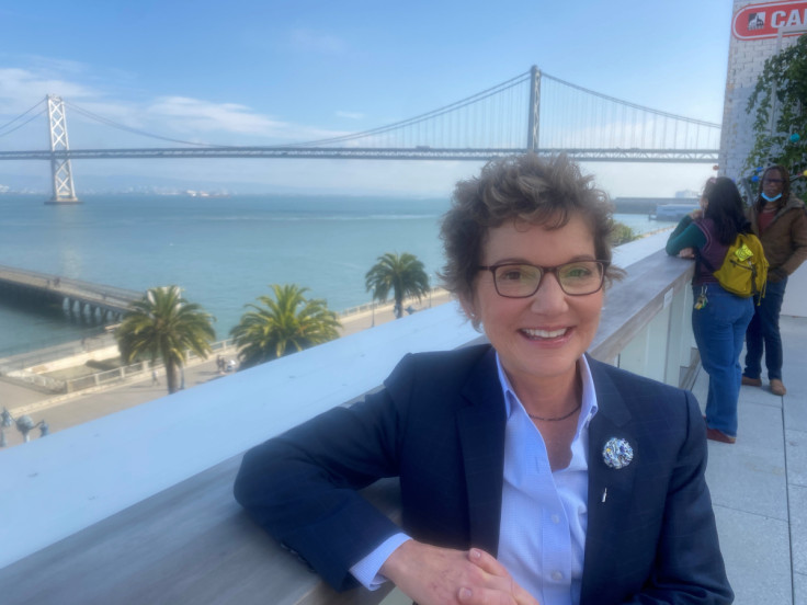 San Francisco Federal Reserve Bank President Mary Daly poses before public event,  in San Francisco