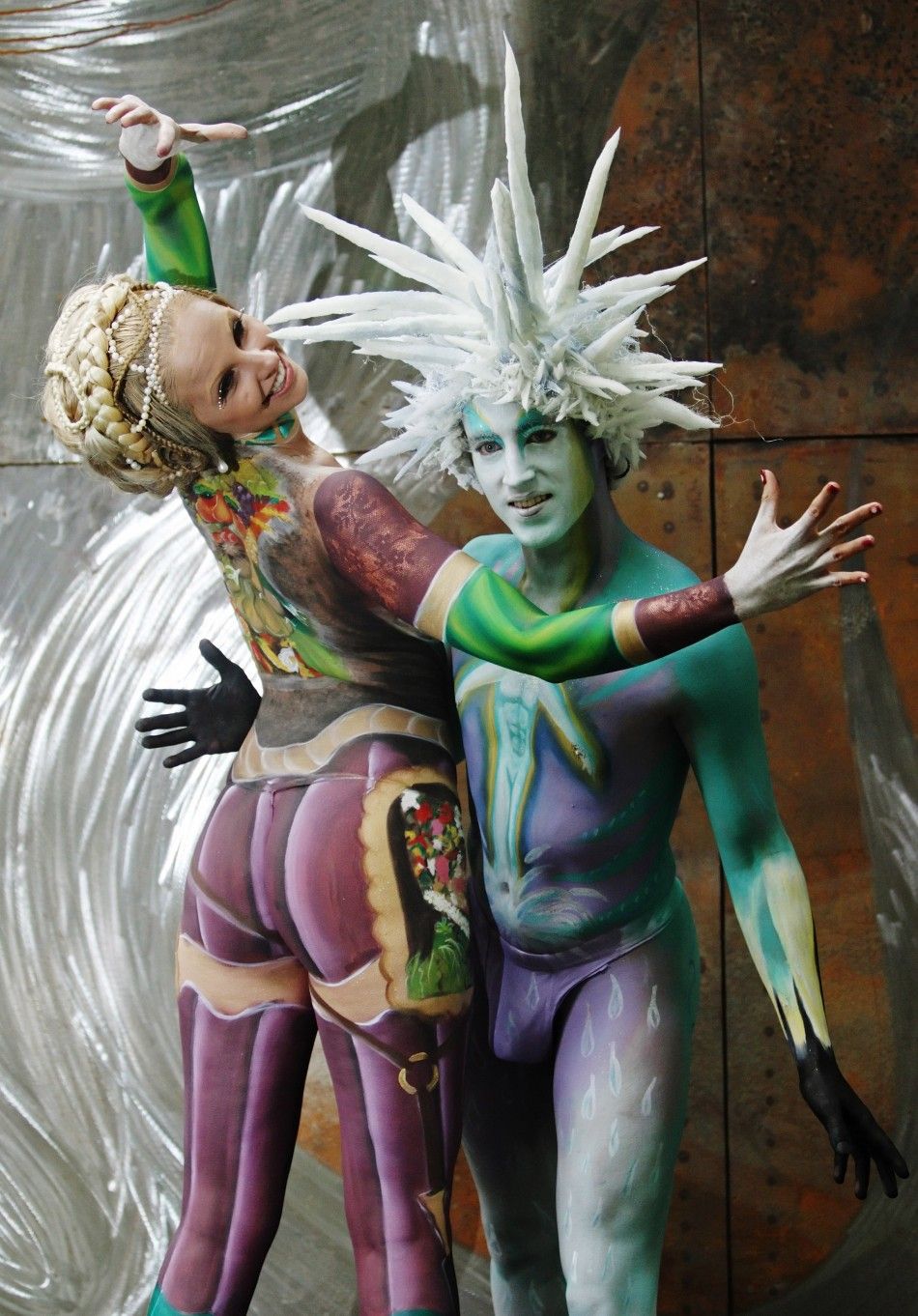 Models pose during the annual World Bodypainting Festival in Poertschach