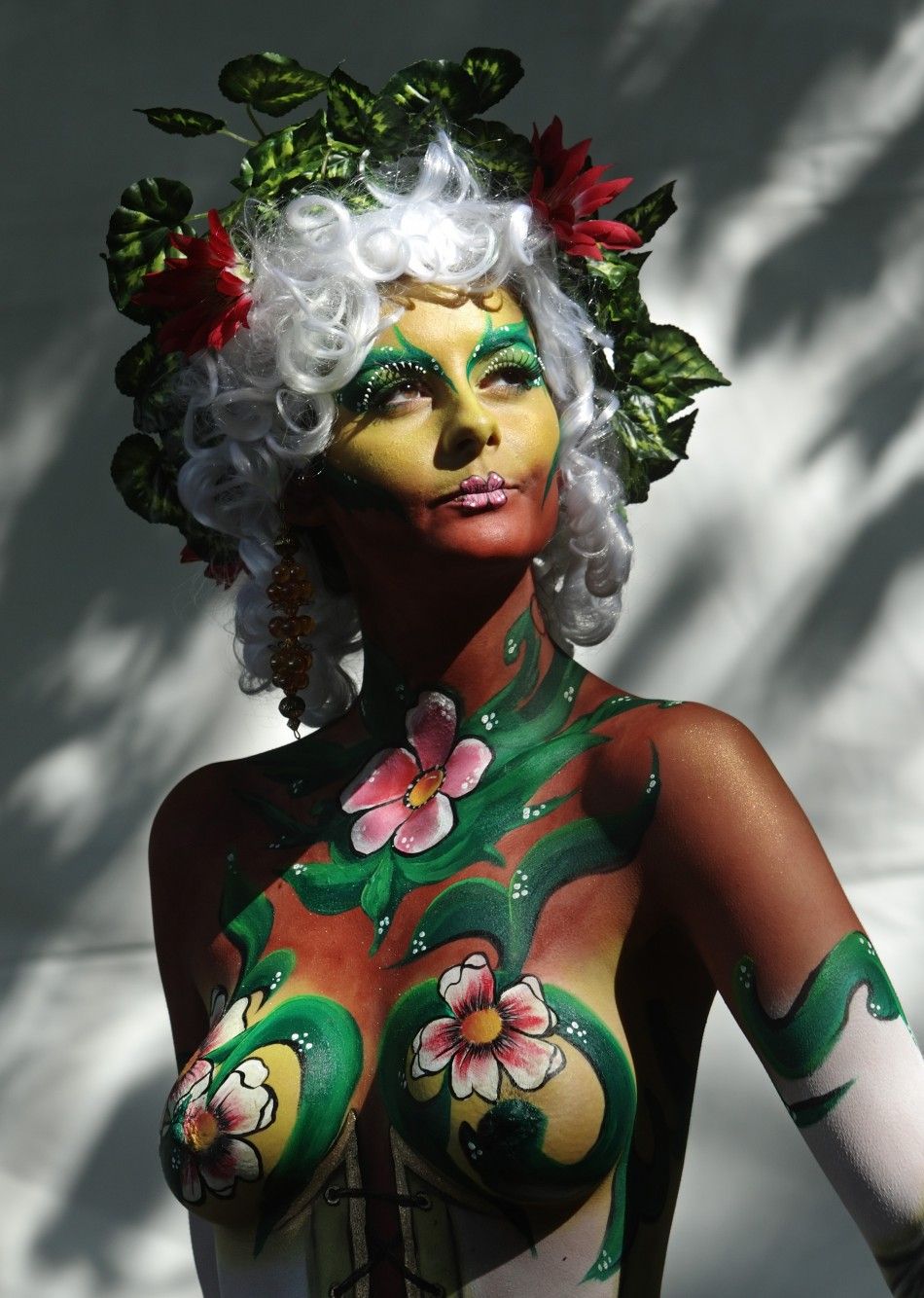 A model poses during the annual World Bodypainting Festival in Poertschach