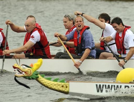 Prince William compete in a dragon boat race