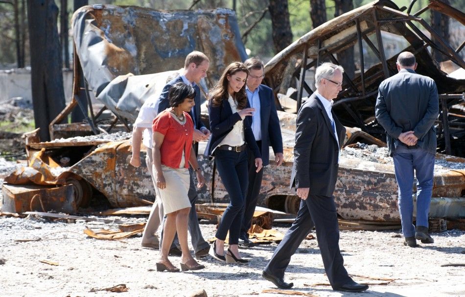 Britain039s Prince William and his wife Catherine, Duchess of Cambridge, visit the fire-devastated town of Slave Lake