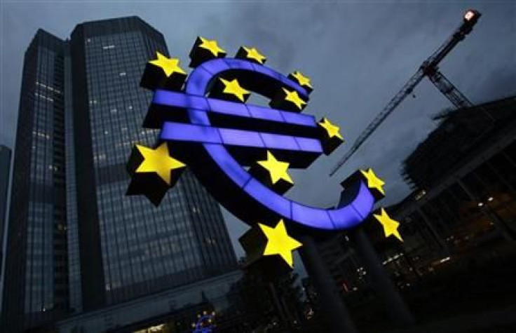 The illuminated euro sign is seen in front of the headquarters of the European Central Bank (ECB) in Frankfurt