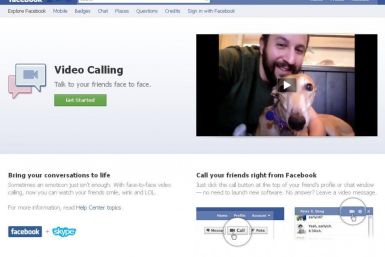 A screenshot shows a webpage for Facebook&#039;s new video calling service.