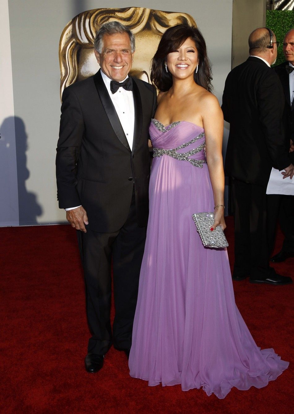 President and CEO of CBS Corporation Les Moonves and wife Julie Chen arrive at the BAFTA Brits to Watch event in Los Angeles