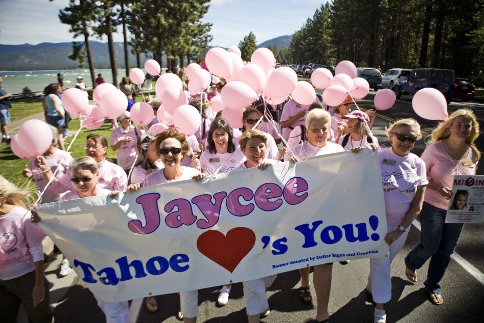 About 500 people march through South Lake Tahoe celebrating the reappearance of Jaycee Dugard who had been abducted 18 years ago in the California town