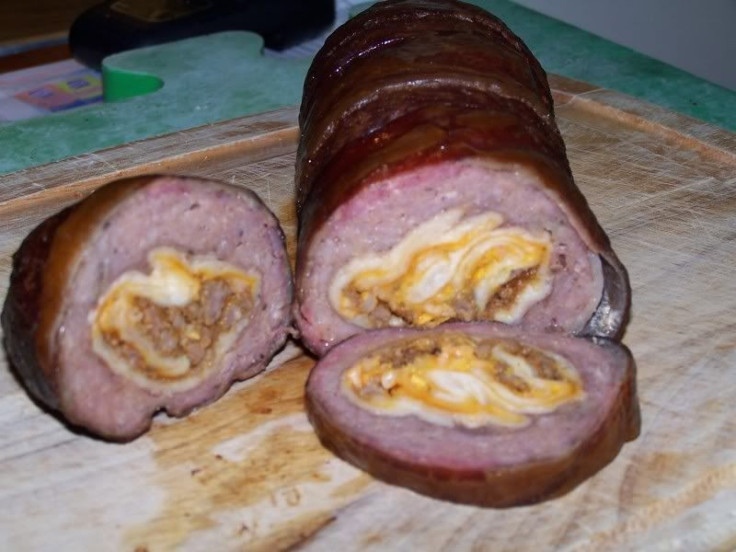 A TACO BELL CHEESY DOUBLE-BEEF BURRITO WRAPPED IN SAUSAGE