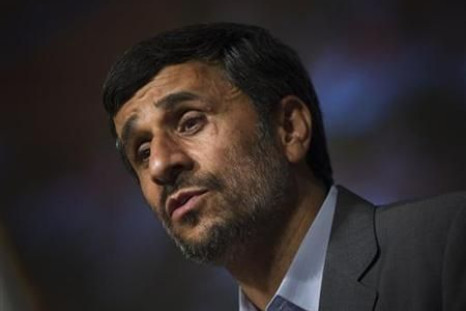 Iranian President Ahmadinejad speaks during antichemical weapon ceremony in Tehran