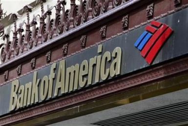 The sign of a Bank of America branch is pictured in downtown Los Angeles