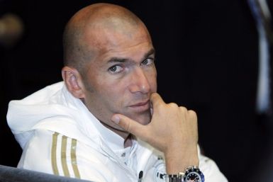 Former Real Madrid player and the team's director of football Zinedine Zidane attends a news conference in Los Angeles