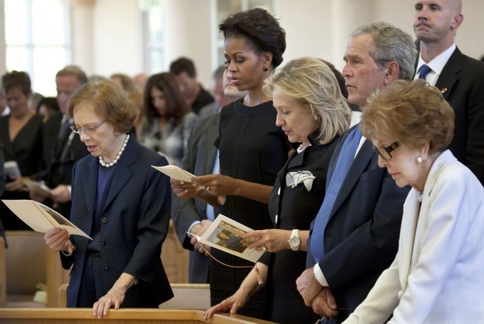 Visitor attend the funeral of former first lady Betty Ford at St. Margarets Episcopal Church in Palm Desert