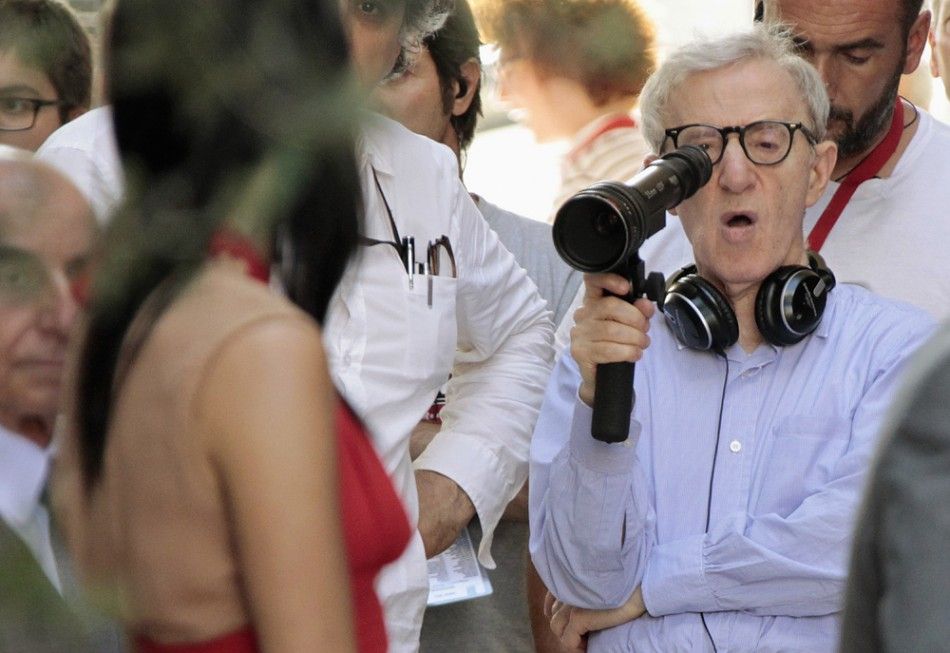 U.S. director Woody Allen reacts during the shooting of the movie