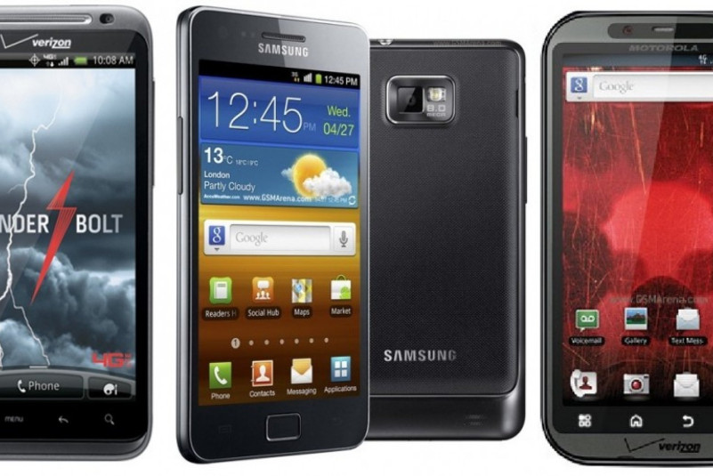 HTC Thunderbolt 4G, Samsung Galaxy S2, Motorola Droid Bionic