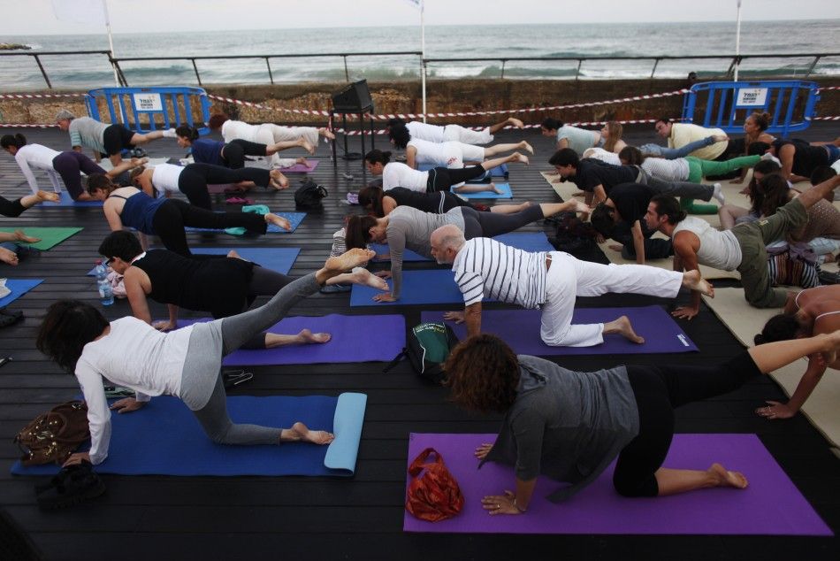 People doing yoga