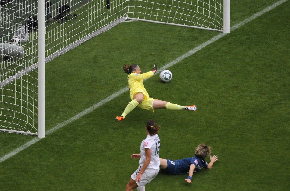  Cheney of the U.S. scores a goal during the Womens World Cup semi-final soccer match against France in Monchengladbach