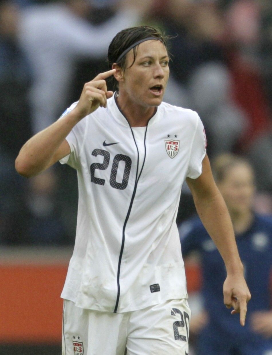 Wambach of the U.S. celebrates victory after the Womens World Cup semi-final soccer match against France in Monchengladbach