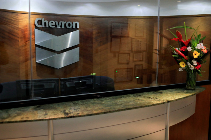 The logo of Chevron is seen at the company's office in Caracas