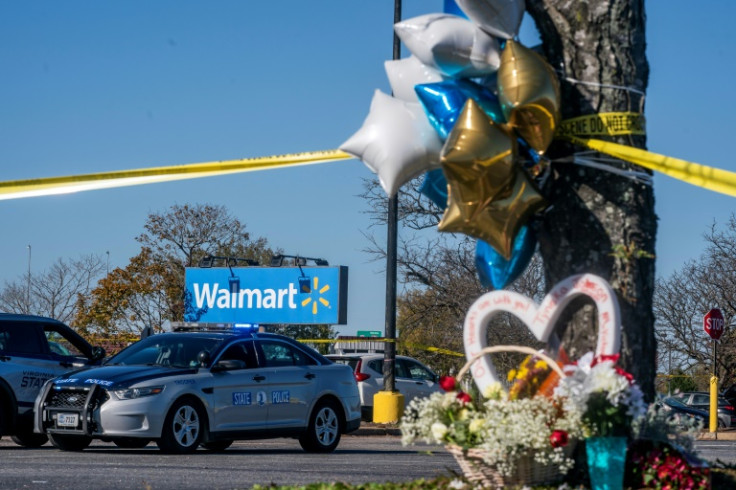A memorial at the site of a fatal shooting at a Walmart in Chesapeake, Virginia -- the attack came two days before Thanksgiving, the quintessential American family holiday