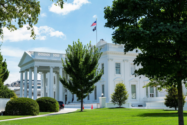 The exterior of the White House is seen from the North Lawn