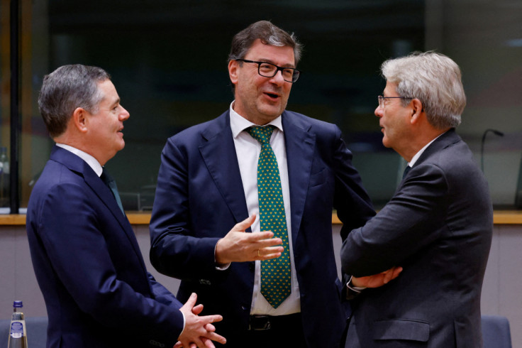 Italy's Finance Minister Giancarlo Giorgetti at Eurozone finance ministers meeting in Brussels