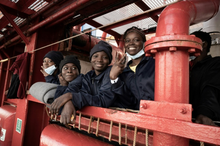 Migrants on board the Ocean Viking prior were disembarked in the French port of Toulon on November 11, 2022, after Italy refused to allow the ship to dock