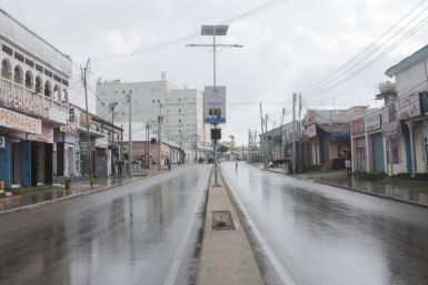 A deserted stretch along the Maka al-Mukarama street following an Islamist militant attack, in Mogadishu