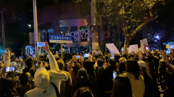 Protest against coronavirus disease (COVID-19) curbs, in Shanghai