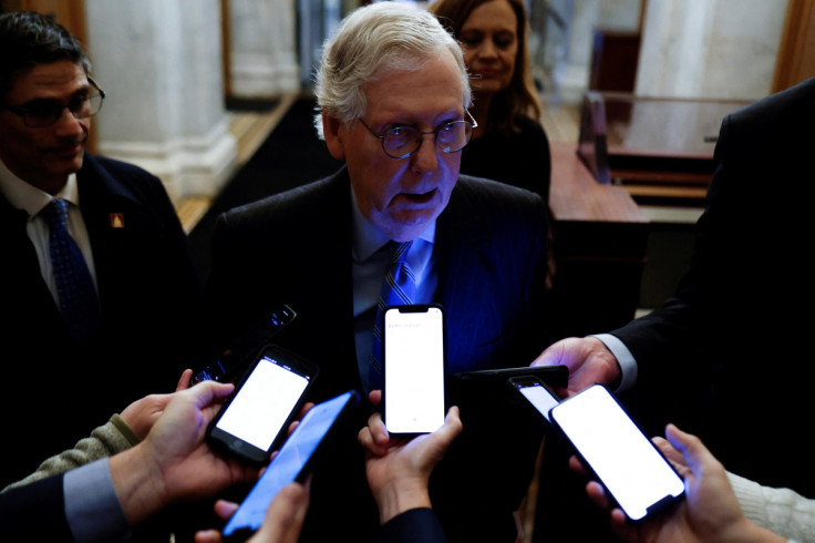 U.S. Senate Minority Leader McConnell speaks to reporters at the U.S. Capitol in Washington