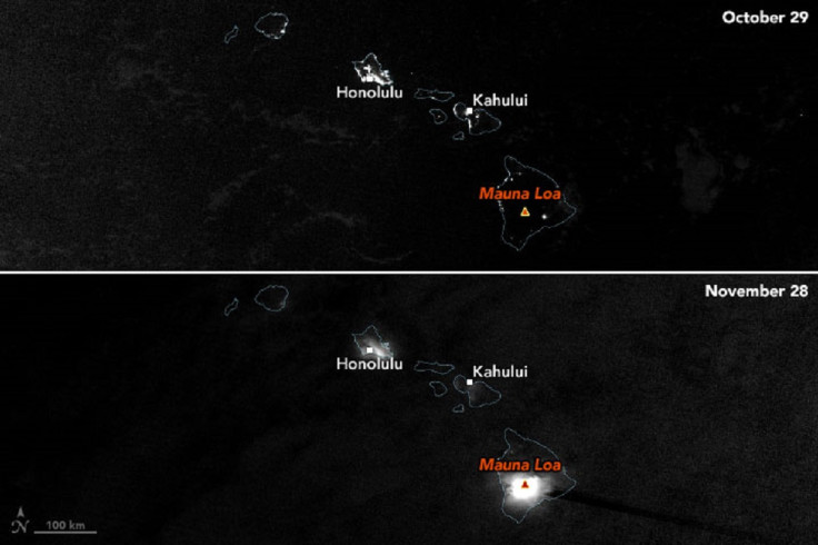 Mauna loa volcano eruption Hawaii, satellite image
