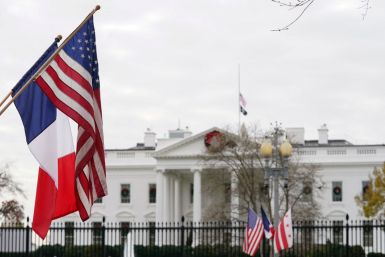 French flag flies outside the White House in Washington
