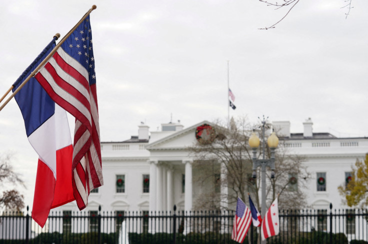 French flag flies outside the White House in Washington