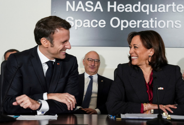 French President Macron and U.S. Vice President Harris visit NASA headquarters in Washington