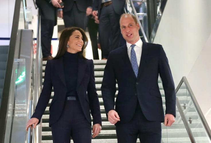 Britain's Prince William, Prince of Wales, and Catherine, Princess of Wales, arrive at Boston Logan International Airport on November 30, 2022