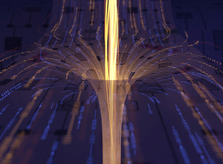 Undated artwork depicts a quantum experiment that observes traversable wormhole behavior