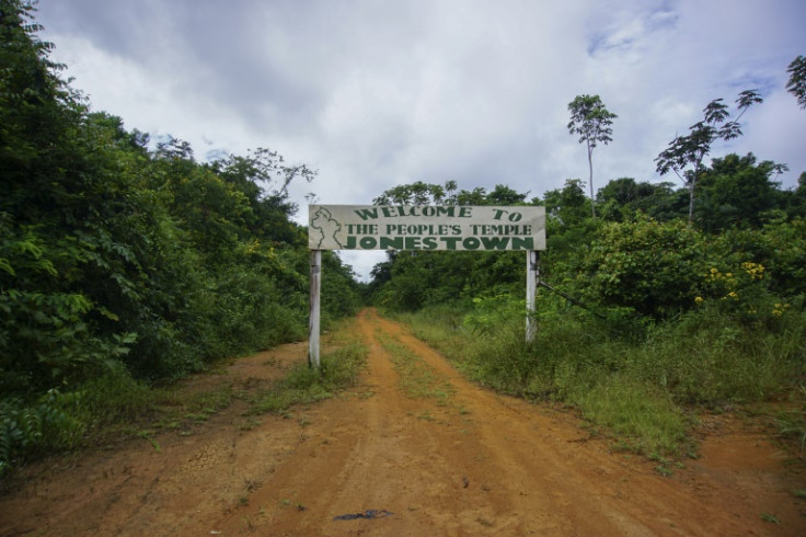 A sign pictured in September marks the entrance to the former community of Jonestown where more than 900 people died in a 1978 mass murder-suicide