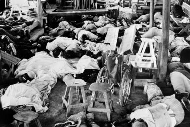 Some of the victims of the mass-suicide which left more than 900 members of Jim Jones' cult dead, pictured in 1978