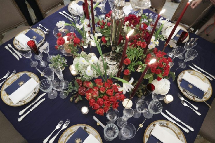 The color scheme at the White House state dinner will be red, white, blue