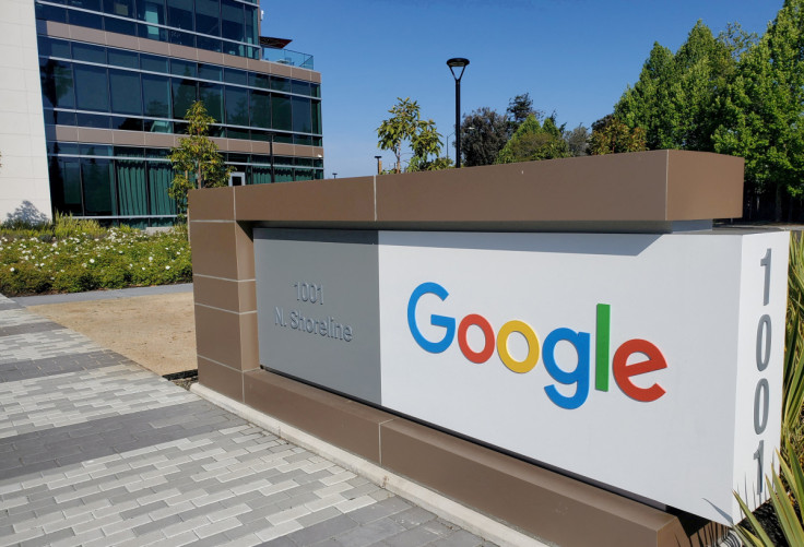 A sign is pictured outside a Google office near the company's headquarters in Mountain View, California