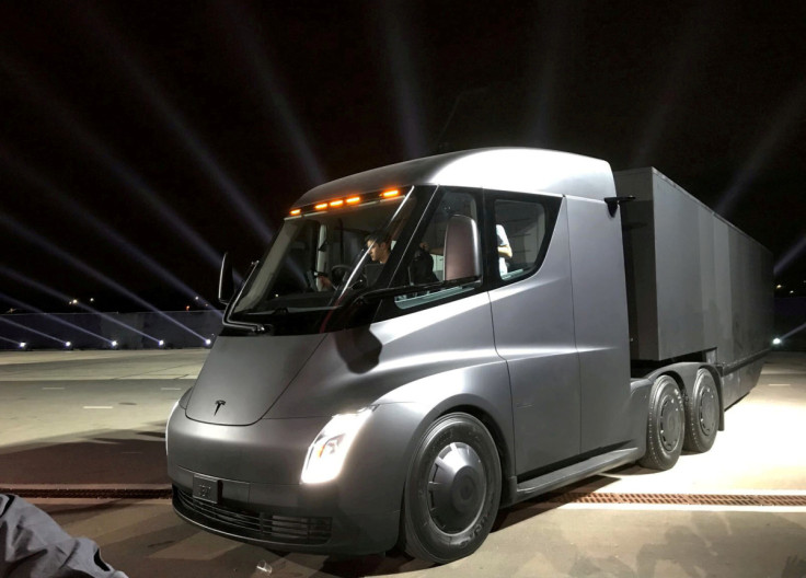 Tesla's new electric semi truck is unveiled during a presentation in Hawthorne