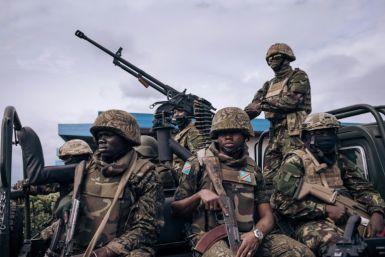 Congolese and Kenyan troops guarding the airport in Goma last month
