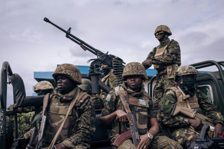 Congolese and Kenyan troops guarding the airport in Goma last month