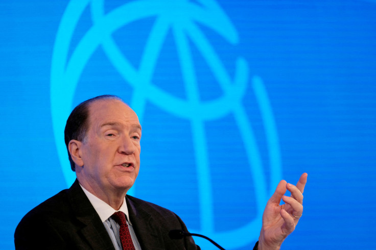 World Bank President David Malpass holds a news conference at the headquarters of the International Monetary Fund
